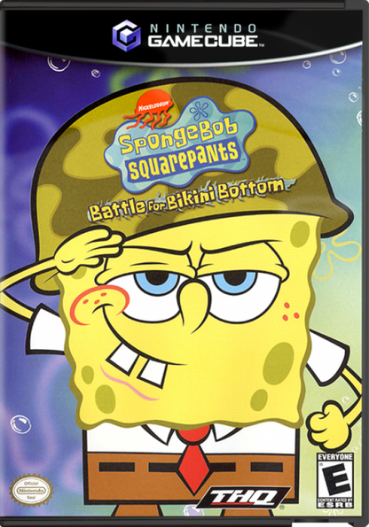 SpongeBob SquarePants: Battle for Bikini Bottom cover art for Nintendo GameCube (GC) platforming adventure video game