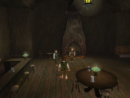 The Lord of the Rings: The Fellowship of the Ring for PlayStation 2 action adventure fantasy game based on the Tolkien novel featuring Frodo Aragorn Gandalf Middle earth quests combat exploration gameplay