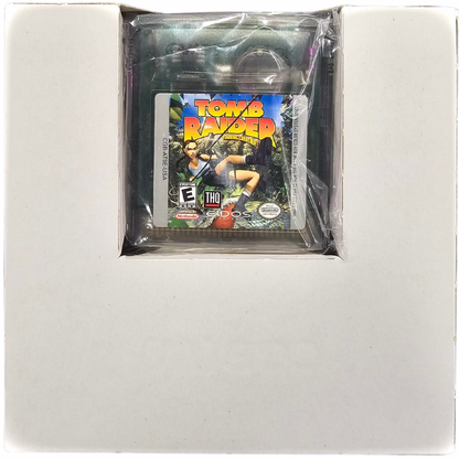 Tomb Raider Game Boy Color GBC video game Complete In Box CIB featuring Lara Croft action adventure gameplay platforming exploration ancient ruins treasure hunting puzzle solving enemy encounters and classic handheld gaming retro video game collection collectible gaming appeal insert