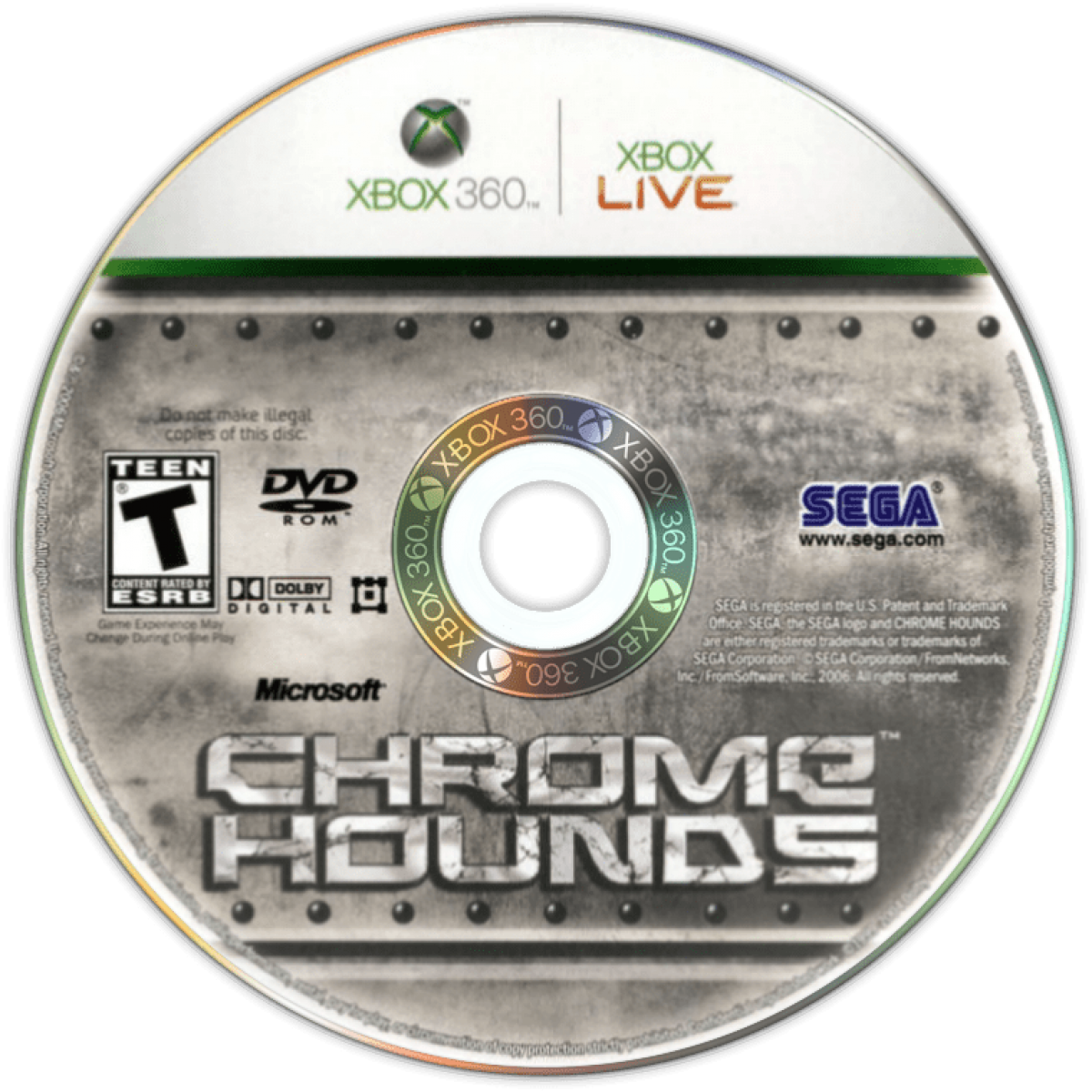 Chromehounds disc for Xbox 360 (X360) mech combat video game