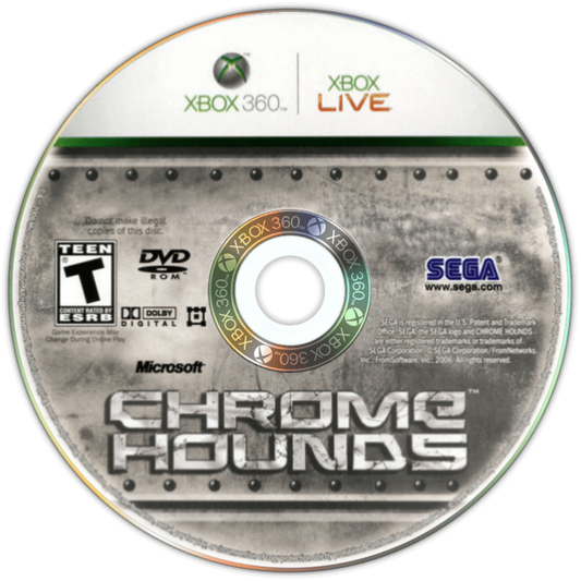 Chromehounds disc for Xbox 360 (X360) mech combat video game