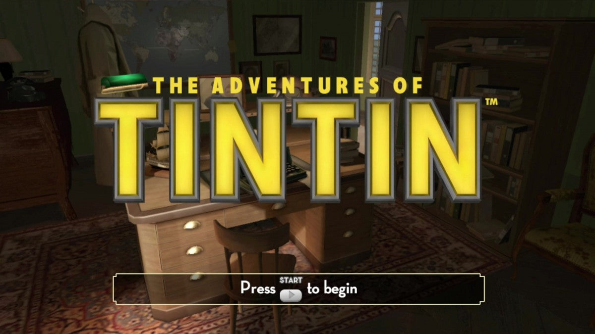 Adventures of Tintin: The Game cover art for Xbox 360 (X360) title screen of video game