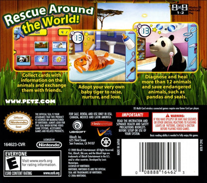 Petz: Rescue Wildlife Vet back of case for Nintendo DS (DS) animal care simulation video game