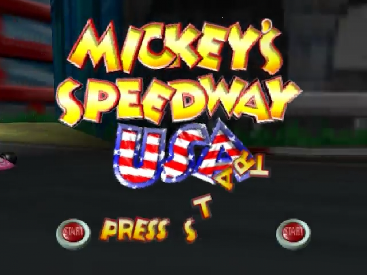 Mickey's Speedway USA 64 title screen for Nintendo 64 N64 video game
