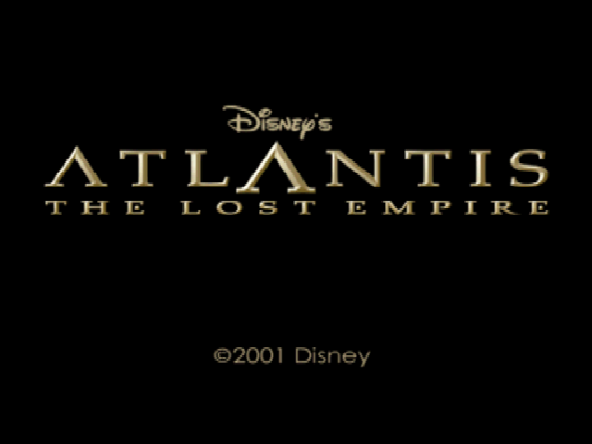 Disney Atlantis: The Lost Empire PlayStation 1 PS1 for action adventure retro video game fans featuring underwater exploration ancient civilization puzzle solving platforming action Disney movie inspired gameplay hidden treasures collectible gaming appeal title screen