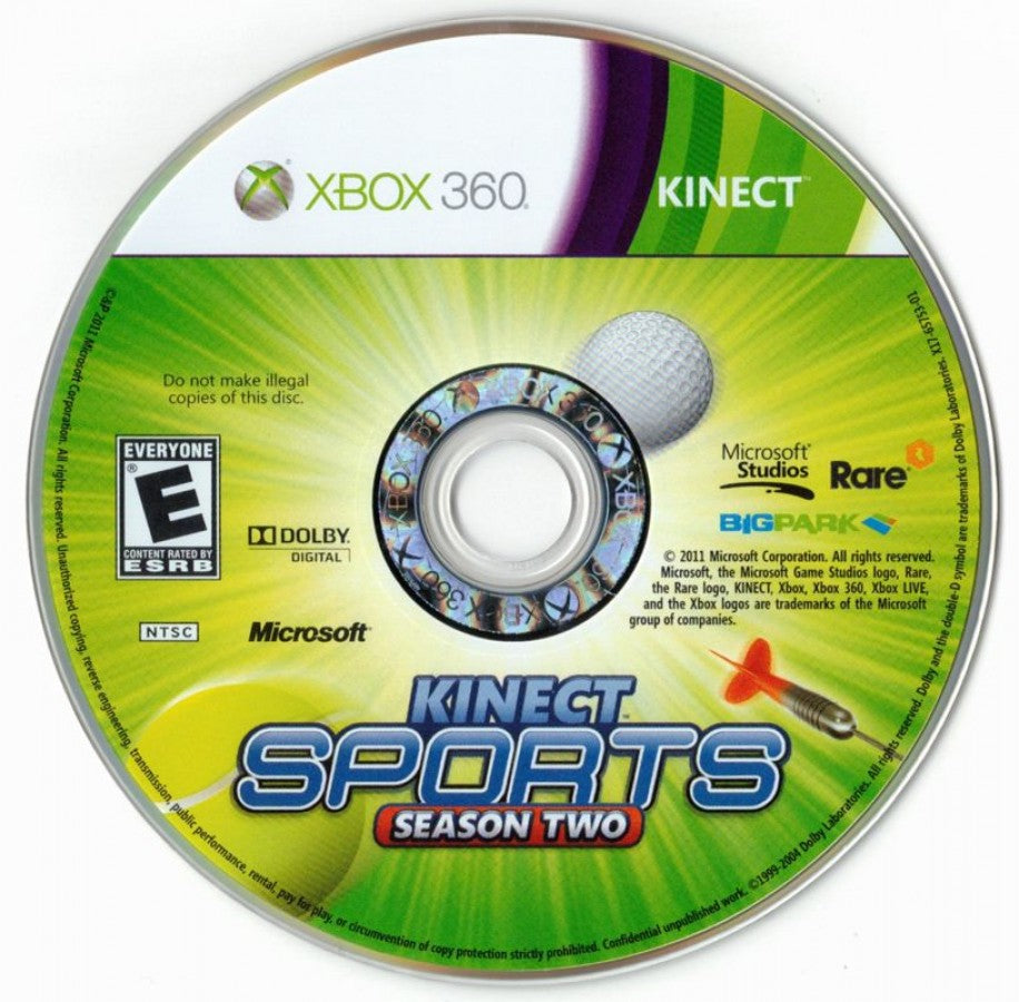 Kinect Sports: Season Two disc for Xbox 360 (X360) motion-controlled sports party video game