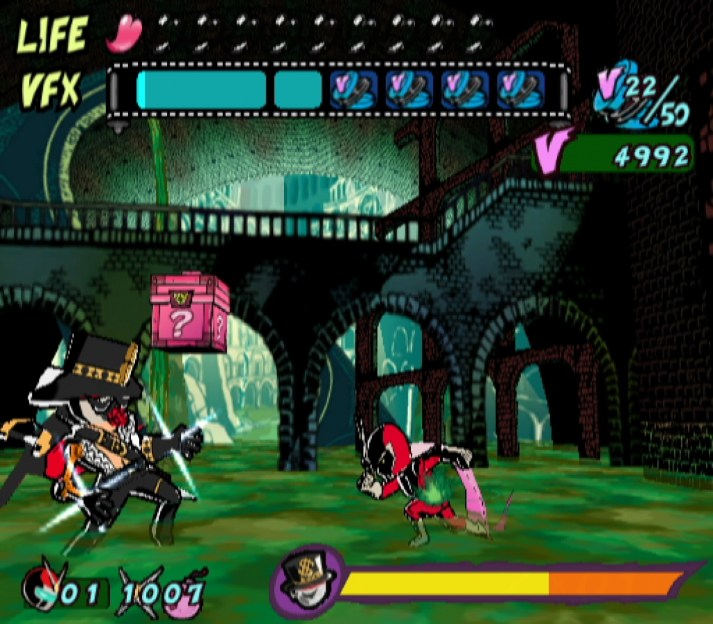 Viewtiful Joe gameplay for Nintendo GameCube (GC) side-scrolling action beat 'em up video game