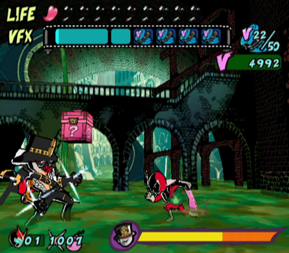 Viewtiful Joe gameplay for Nintendo GameCube (GC) side-scrolling action beat 'em up video game