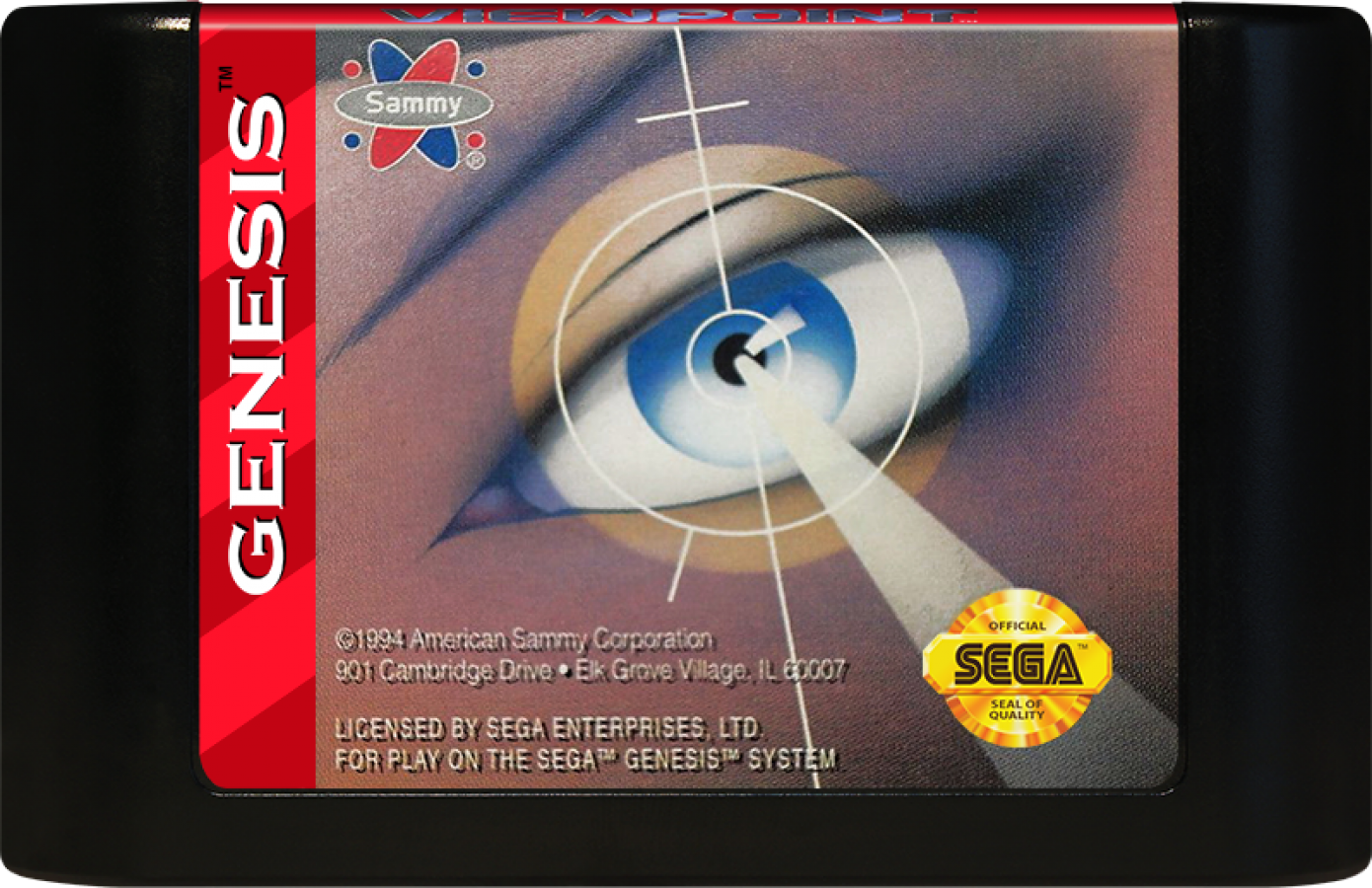 Viewpoint Sega Genesis GEN for retro video game enthusiasts featuring isometric shoot em up gameplay fast paced arcade action futuristic spacecraft combat intense enemy waves challenging boss battles vibrant 16 bit graphics and collectible gaming appeal cartridge