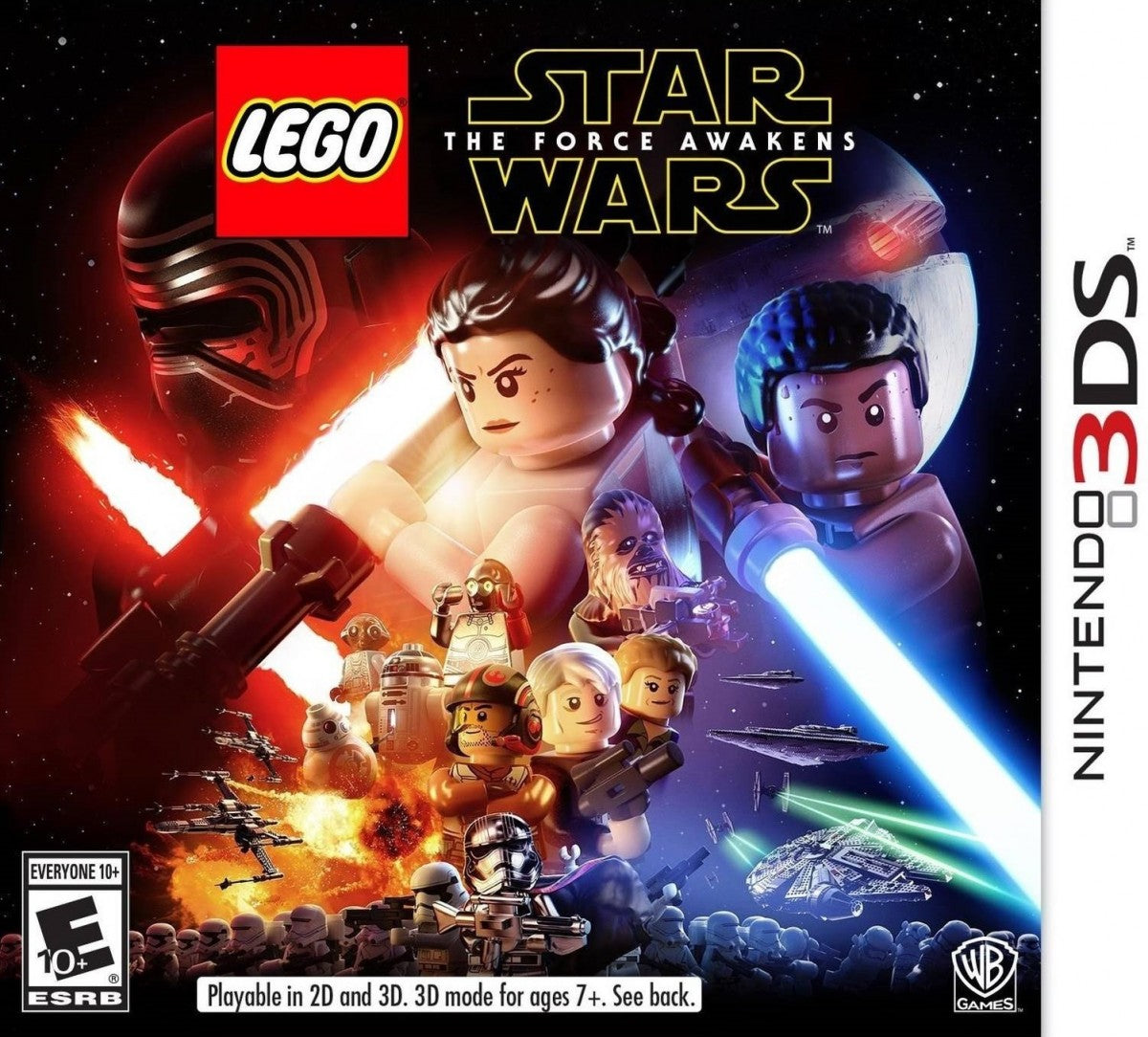 LEGO Star Wars The Force Awakens Nintendo 3DS 3DS action adventure video game featuring LEGO characters Star Wars missions lightsaber battles blaster combat puzzle solving character abilities collectible items and classic Nintendo 3DS gameplay collectible gaming appeal front cover art
