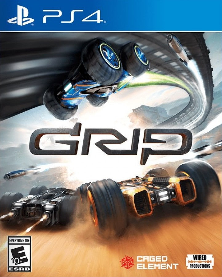 Grip Combat Racing – PlayStation 4 (PS4) video game cover image, futuristic high-speed combat racing game