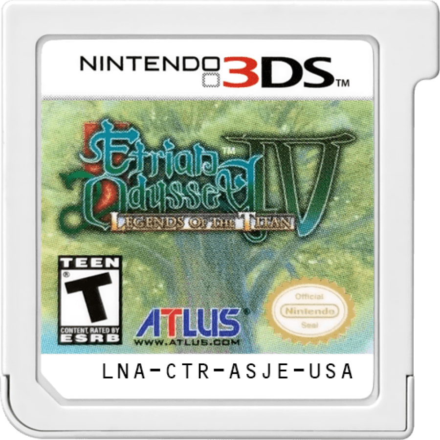 Etrian Odyssey IV Legends of the Titan Nintendo 3DS 3DS role playing dungeon crawler video game featuring first person dungeon exploration party customization turn-based battles character classes powerful skills map drawing treasure gathering challenging monsters and classic Nintendo 3DS 3DS gameplay collectible retro gaming appeal cartridge