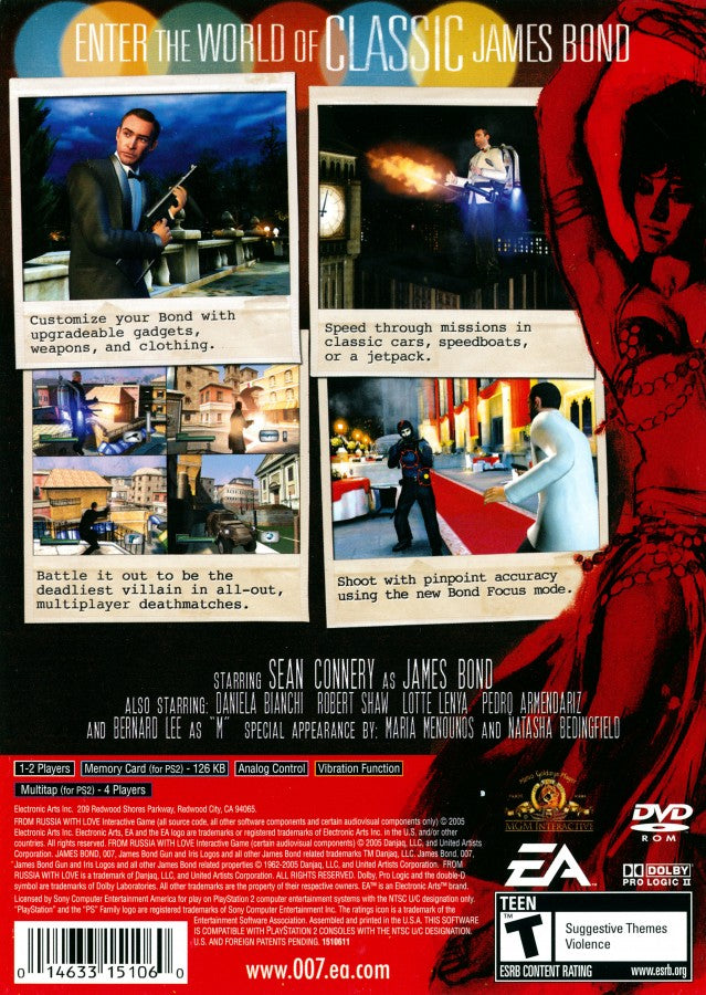 007 From Russia With Love PS2 PlayStation 2 third person shooter action espionage game James Bond stealth combat gadget gameplay retro video game back of case