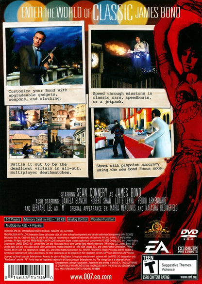 007 From Russia With Love PS2 PlayStation 2 third person shooter action espionage game James Bond stealth combat gadget gameplay retro video game back of case