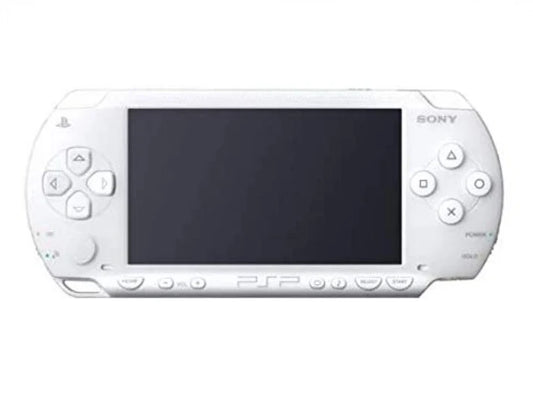 White PlayStation Portable PSP 1000 handheld gaming system featuring widescreen display ergonomic controls UMD game support multimedia playback Wi Fi connectivity rechargeable battery iconic Sony portable console compatibility with PSP games collectible gaming appeal