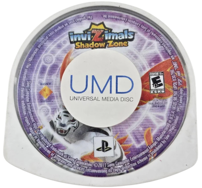 Invizimals Shadow Zone PlayStation Portable PSP disc for retro video game enthusiasts featuring augmented reality creature hunting gameplay monster collection and battles stealth exploration mechanics hidden world discovery systems and portable handheld interactive gaming experience and collectible gaming appeal