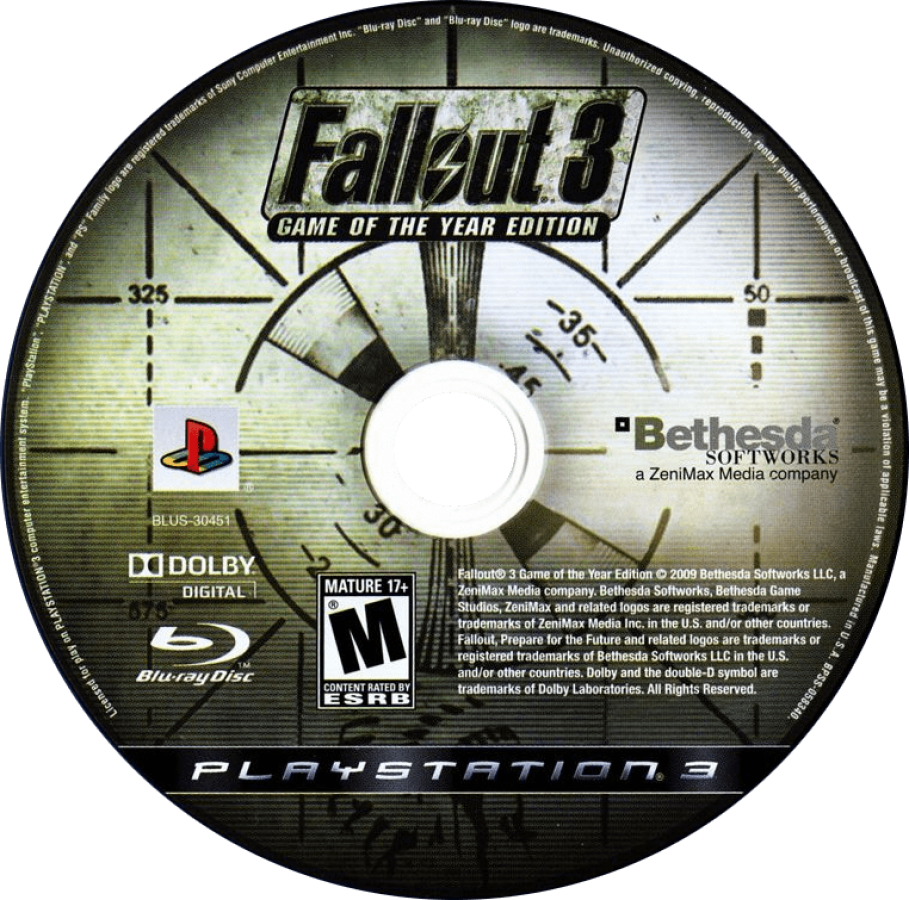 Fallout 3 disc for PlayStation 3 (PS3) video game