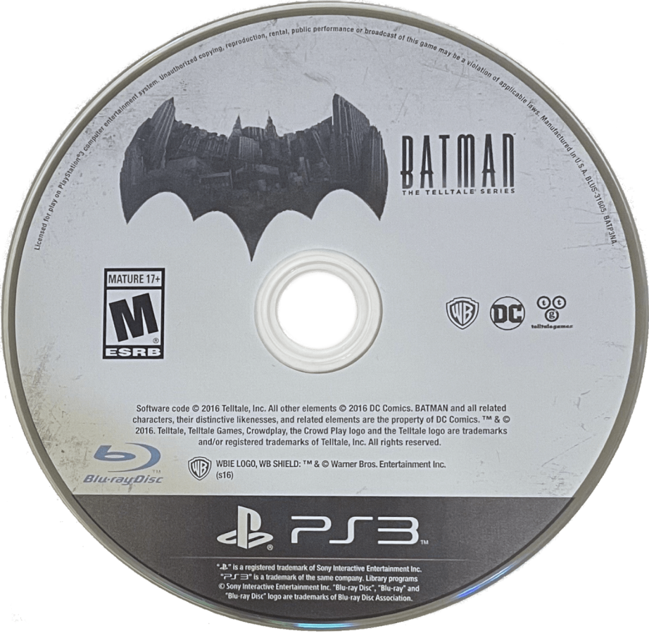 Batman The Telltale Series disc for PlayStation 3 (PS3) video game