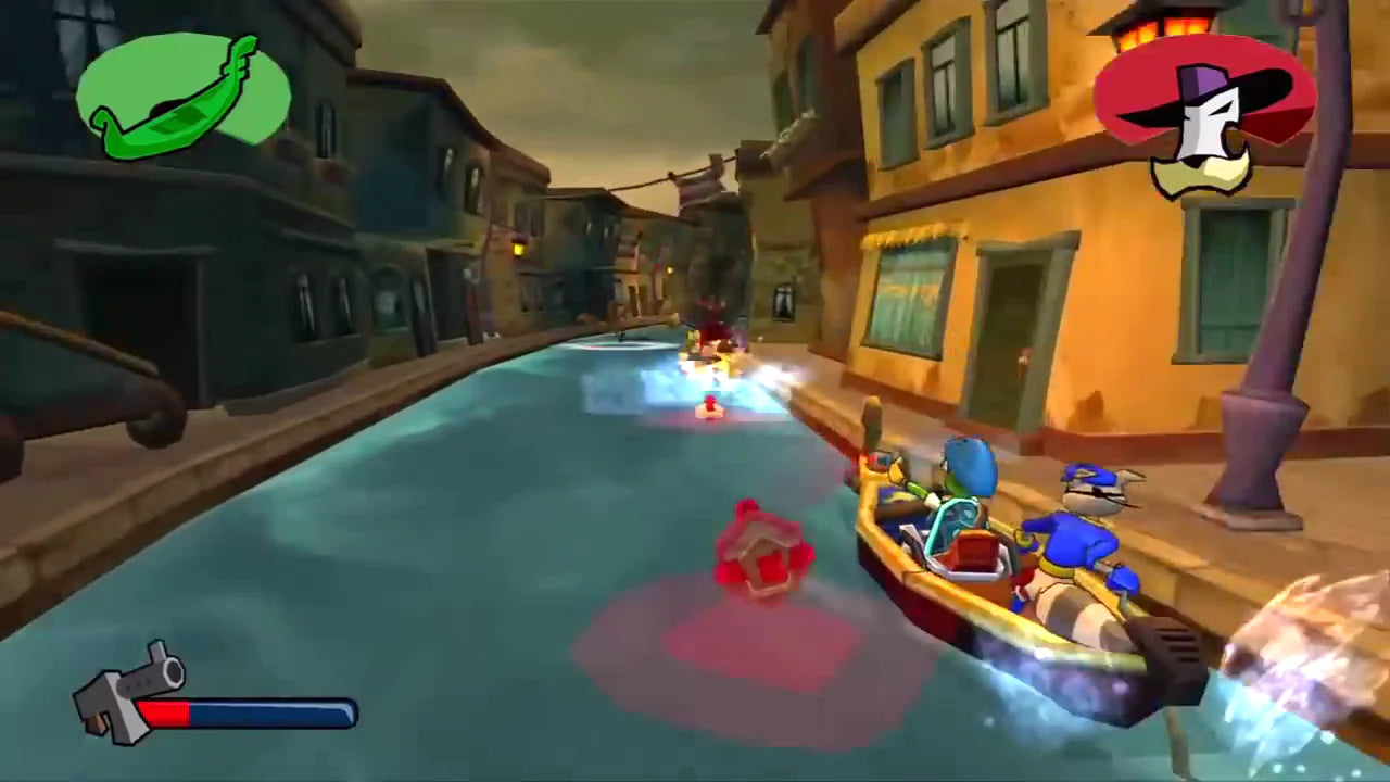 Sly 3: Honor Among Thieves [Greatest Hits] for PlayStation 2 (PS2) featuring the same globe trotting stealth platforming heist adventure with multiple playable Cooper Gang members and varied missions; includes the Greatest Hits re release branding for this complete team based caper on PS2 gameplay screenshot