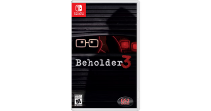 Beholder 3 Nintendo Switch NS for strategy simulation video game fans featuring surveillance gameplay dystopian environments resource management decision making stealth mechanics government investigations branching storylines moral choices and immersive political thriller adventure collectible gaming appeal front cover art