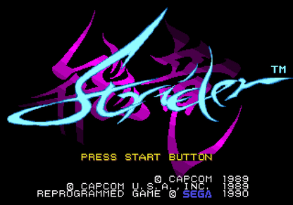 Strider Sega Genesis retro video game action platformer title screen (1990)