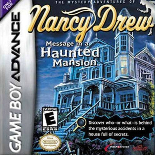 Nancy Drew: Message in a Haunted Mansion cover art for Game Boy Advance (GBA) video game