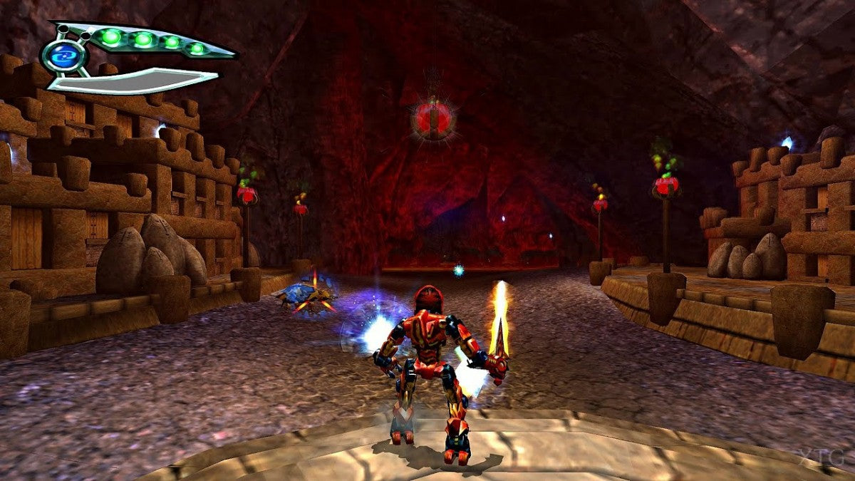 Bionicle PlayStation 2 PS2 video game featuring action adventure gameplay based on LEGO Bionicle robotic characters elemental powers exploration combat challenges puzzle solving and fantasy world adventure PlayStation 2 retro video game collection collectible gaming appeal gameplay