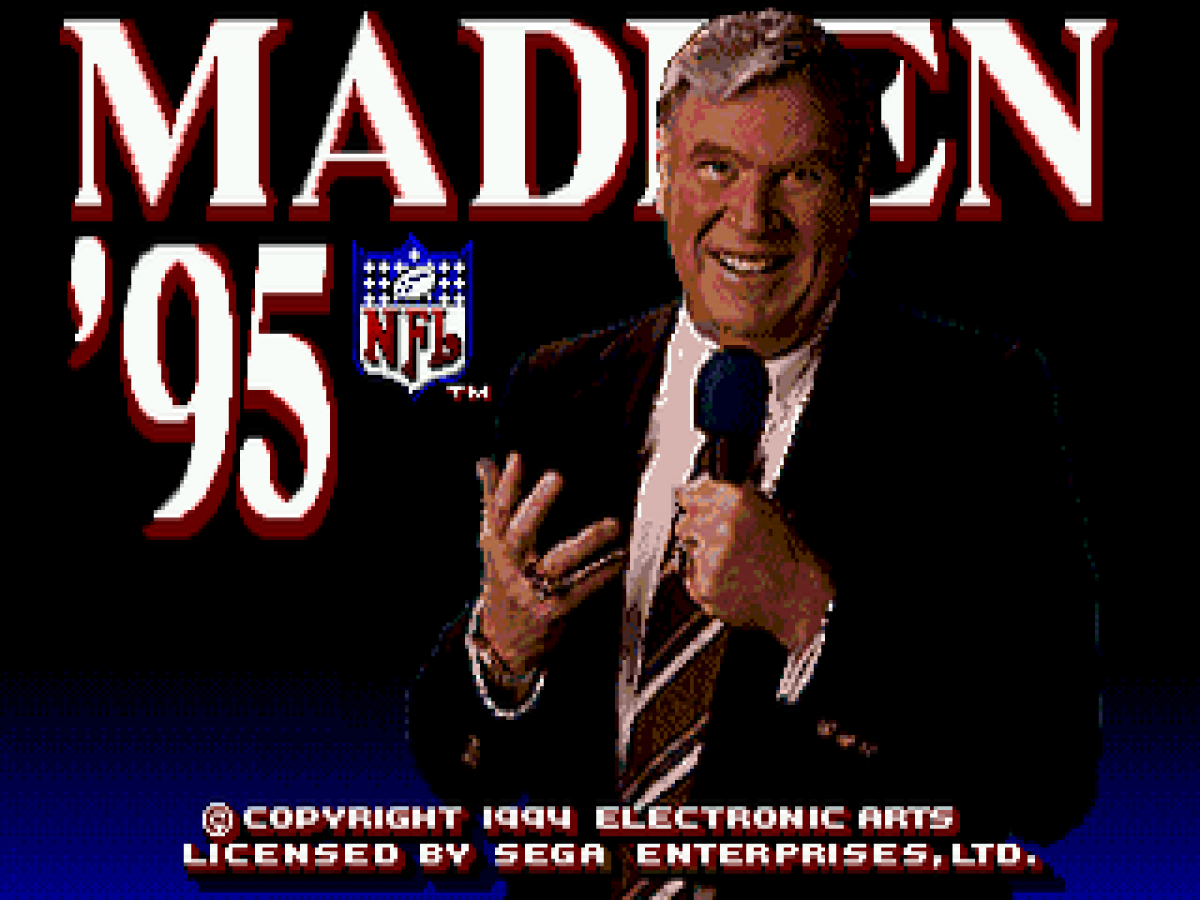 Madden NFL 95 title screen for Sega Genesis (GEN) video game