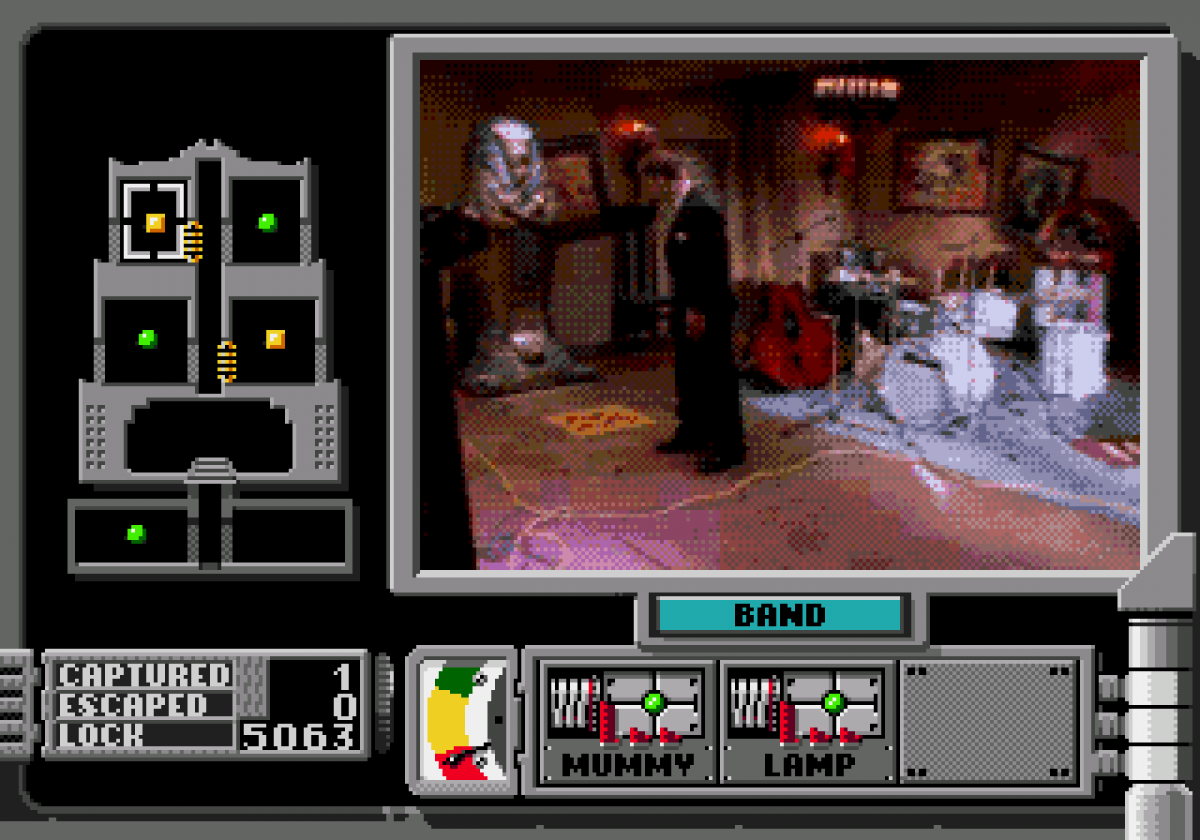 Double Switch Sega CD full motion video FMV interactive movie puzzle game surveillance camera switching traps gameplay starring Corey Haim suspense thriller mansion setting live action footage branching story retro gaming Sega CD software video game title gameplay