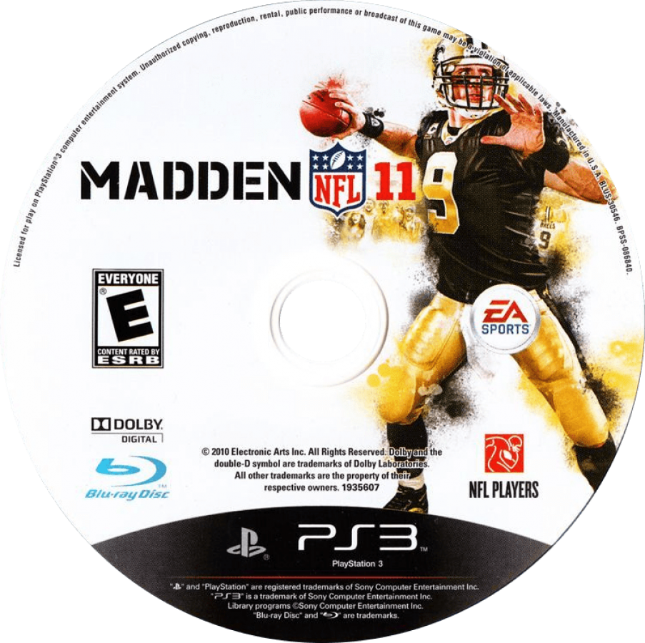 Madden NFL 11 disc art for PlayStation 3 (PS3) video game