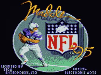 Madden NFL 95 title screen for Game Gear (GG) football video game. 