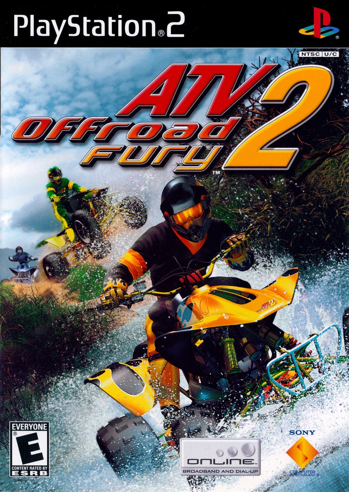 ATV Offroad Fury 2 PlayStation 2 off-road racing video game Sony Computer Entertainment America Rainbow Studios multiple vehicle classes ATVs trucks buggies motorcycles extensive trick system career mode multiplayer split-screen competitive racing championship events freestyle competitions diverse track environments desert mud terrain vehicle upgrades unlockable content progressive difficulty racing simulation arcade style off-road motorsport front cover