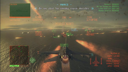 Ace Combat 6 Fires of Liberation Platinum Hits Xbox 360 game featuring realistic modern jet fighter combat large scale aerial battles cinematic campaign online multiplayer modes and immersive military flight simulation by Namco Bandai gameplay