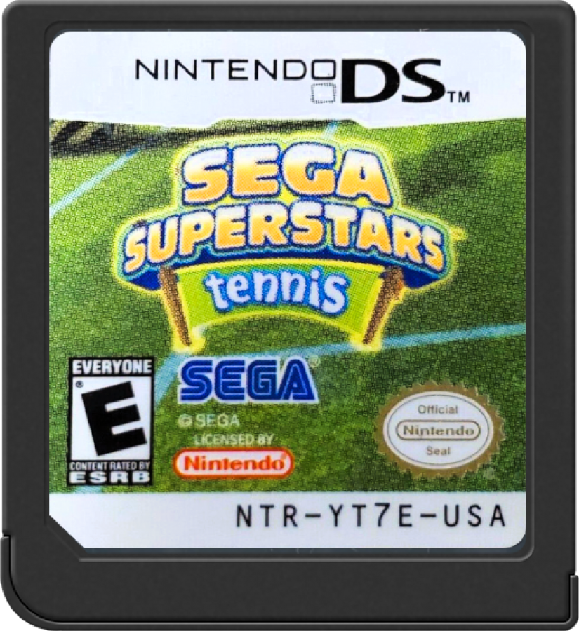 Sega Superstars Tennis Nintendo DS video game featuring arcade style tennis gameplay iconic Sega characters multiplayer modes mini games and family friendly sports action on handheld console cartridge