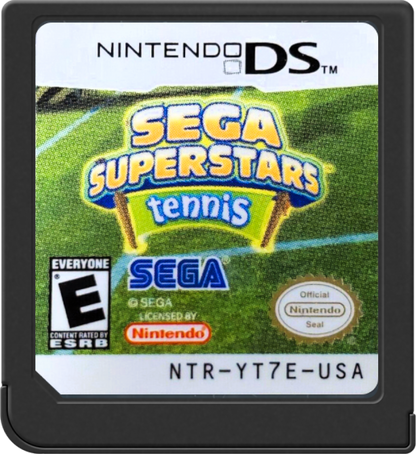Sega Superstars Tennis Nintendo DS video game featuring arcade style tennis gameplay iconic Sega characters multiplayer modes mini games and family friendly sports action on handheld console cartridge
