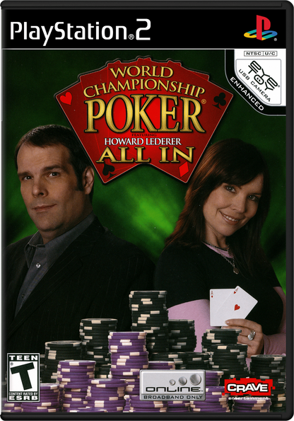 World Championship Poker: Featuring Howard Lederer – All In for PlayStation 2 poker card game featuring Texas Hold em tournaments casino style gameplay multiplayer modes career mode cover