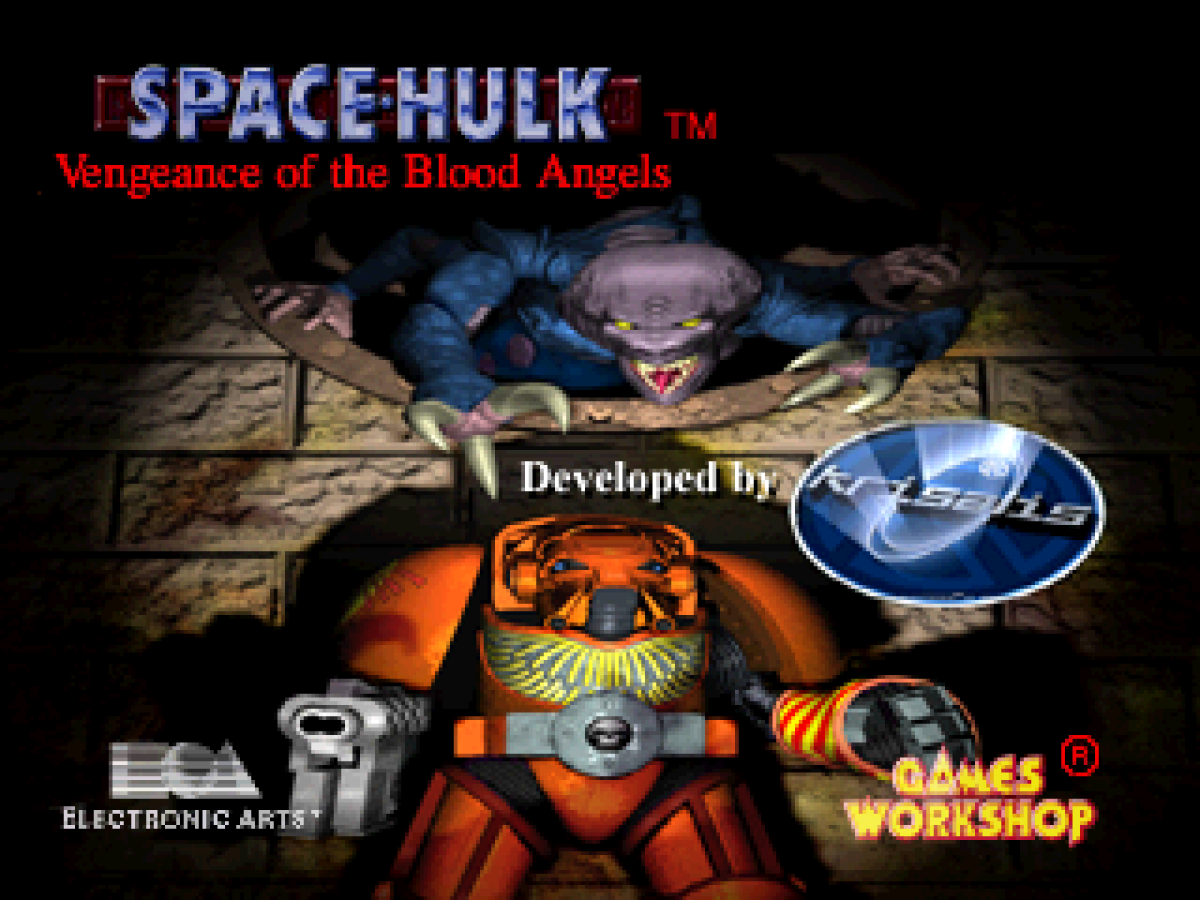 Space Hulk PlayStation PS1 for tactical strategy video game fans featuring Warhammer 40,000 sci fi combat Space Marine squads Genestealer enemies tactical missions resource management first person action dark industrial environments intense battlefield strategy collectible gaming appeal gameplay