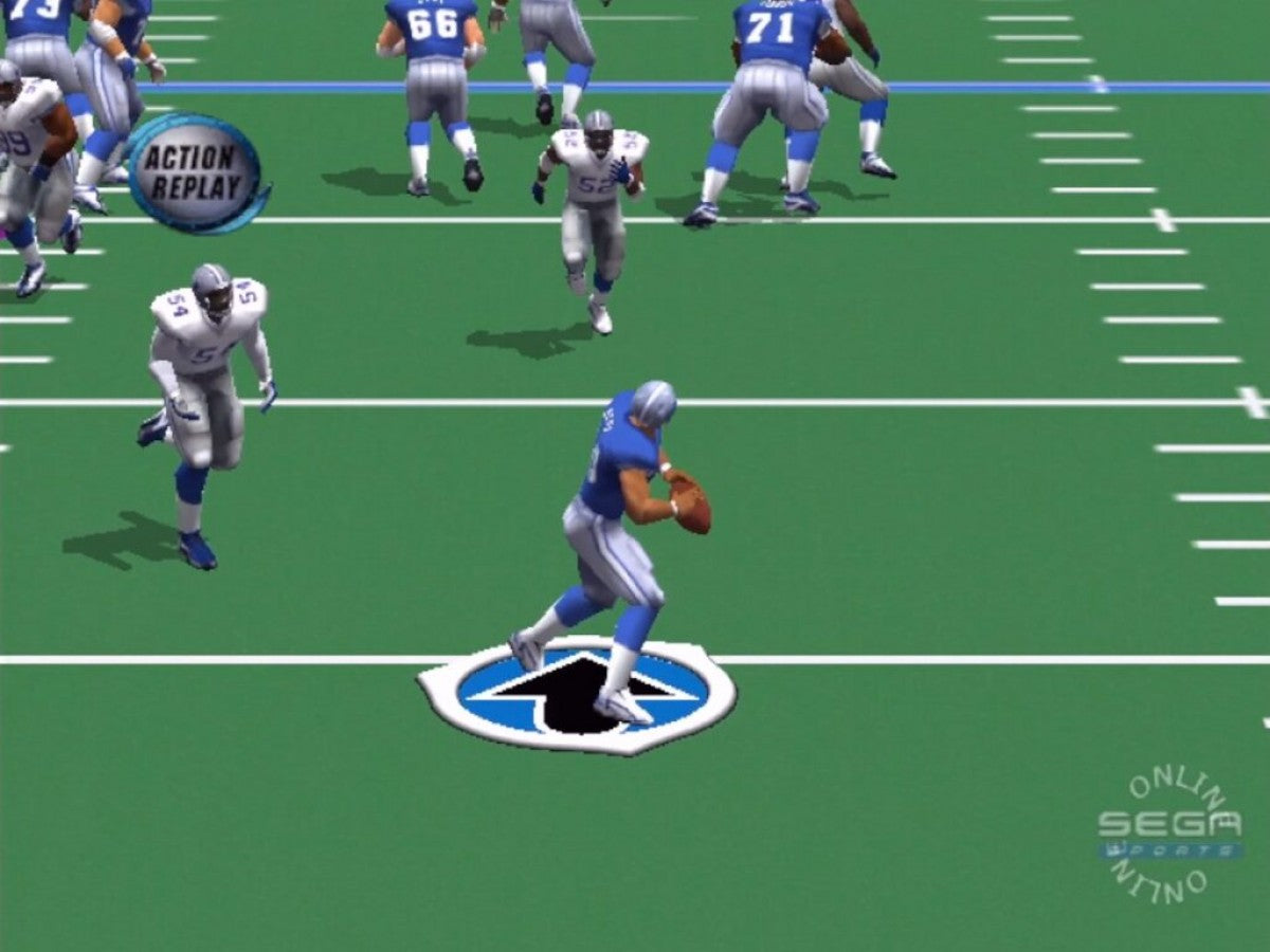 NFL 2K Sega All Stars Dreamcast game featuring arcade-style football gameplay and classic Sega sports presentation screenshot