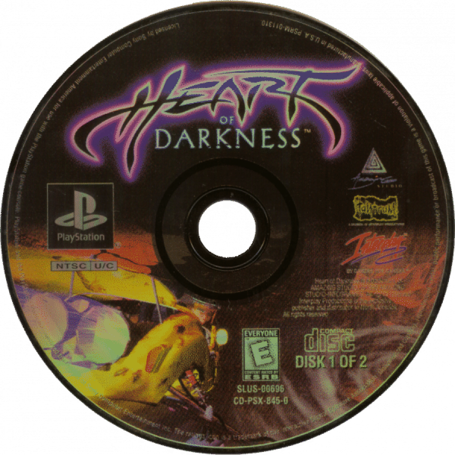 Heart of Darkness disc for PlayStation 1 (PS1) video game