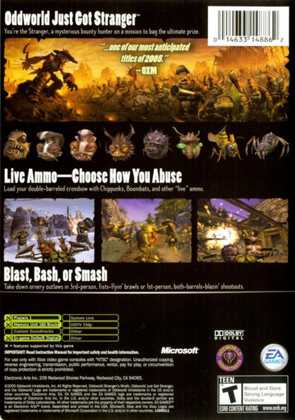 Oddworld: Stranger’s Wrath Xbox action-adventure video game back cover art