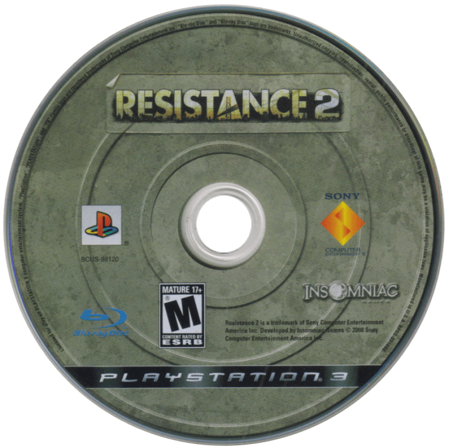 Resistance 2 PS3 first-person shooter video game disc