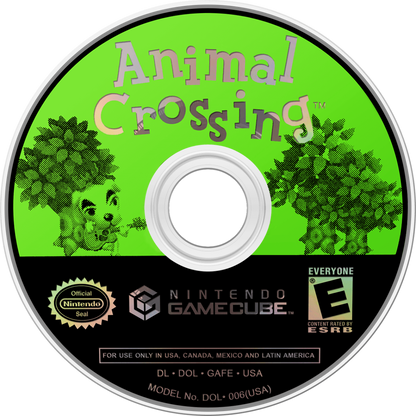 Animal Crossing GameCube life simulation video game Nintendo village living animal neighbors fishing bug catching fossil hunting Tom Nook shop real-time clock social interaction disc