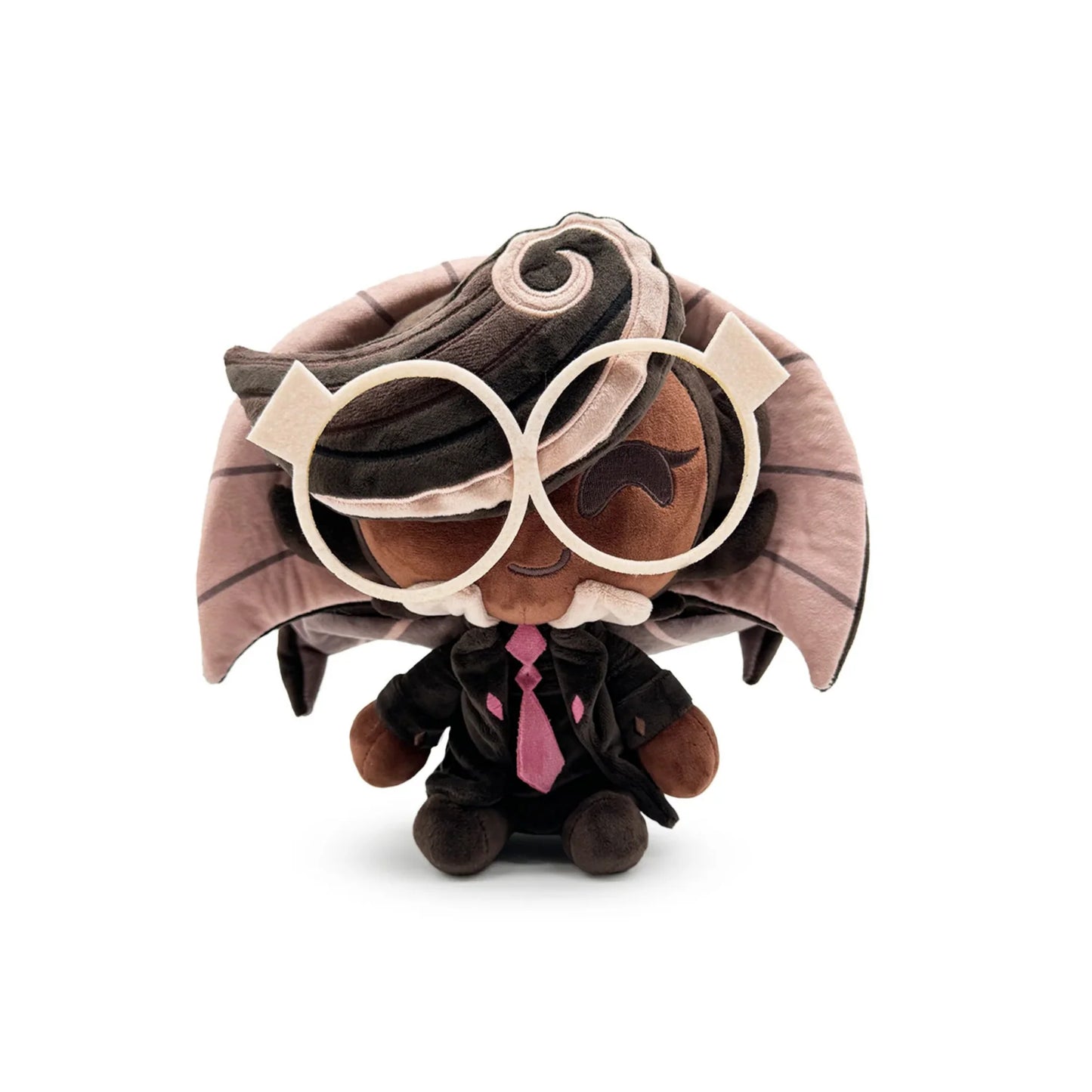 Cookie Run Espresso Cookie plush inspired design featuring collectible character plush aesthetic soft stuffed toy magical coffee wizard theme cute fantasy mobile game mascot cozy gaming merchandise presentation