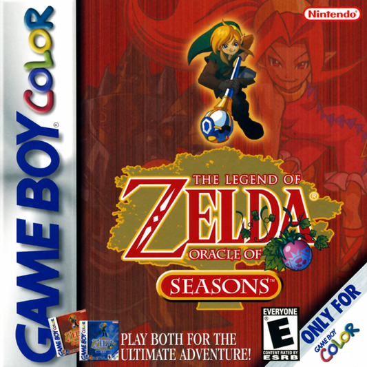 The Legend of Zelda Oracle of Seasons cover art for Game Boy Color (GBC) video game