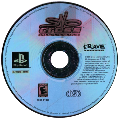 Sno-Cross Championship Racing disc for PlayStation 1 (PS1) snowmobile racing video game