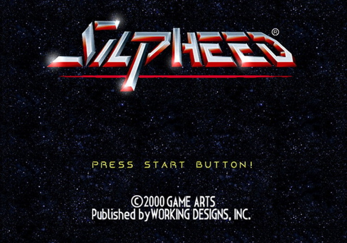 Silpheed PS2 Sony PlayStation 2 shoot em up shmup space shooter sci fi arcade action vertical scrolling shooter Silpheed The Lost Planet Treasure cinematic gameplay retro gaming PlayStation 2 software video game title start screen