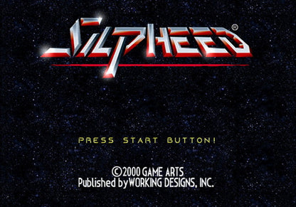 Silpheed PS2 Sony PlayStation 2 shoot em up shmup space shooter sci fi arcade action vertical scrolling shooter Silpheed The Lost Planet Treasure cinematic gameplay retro gaming PlayStation 2 software video game title start screen