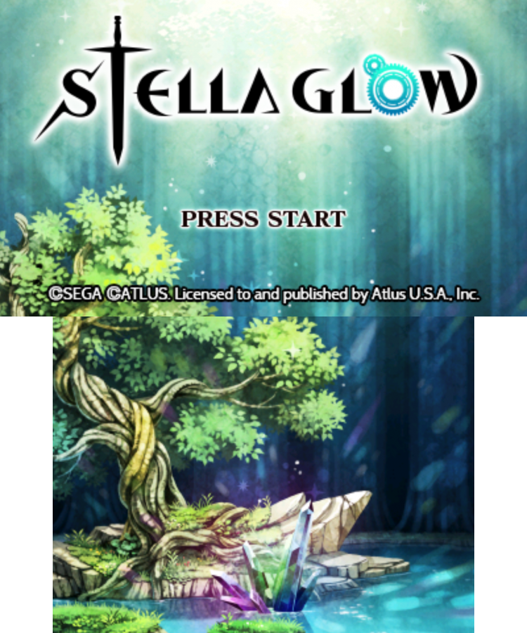 Stella Glow start screen for Nintendo 3DS (3DS) tactical role-playing video game