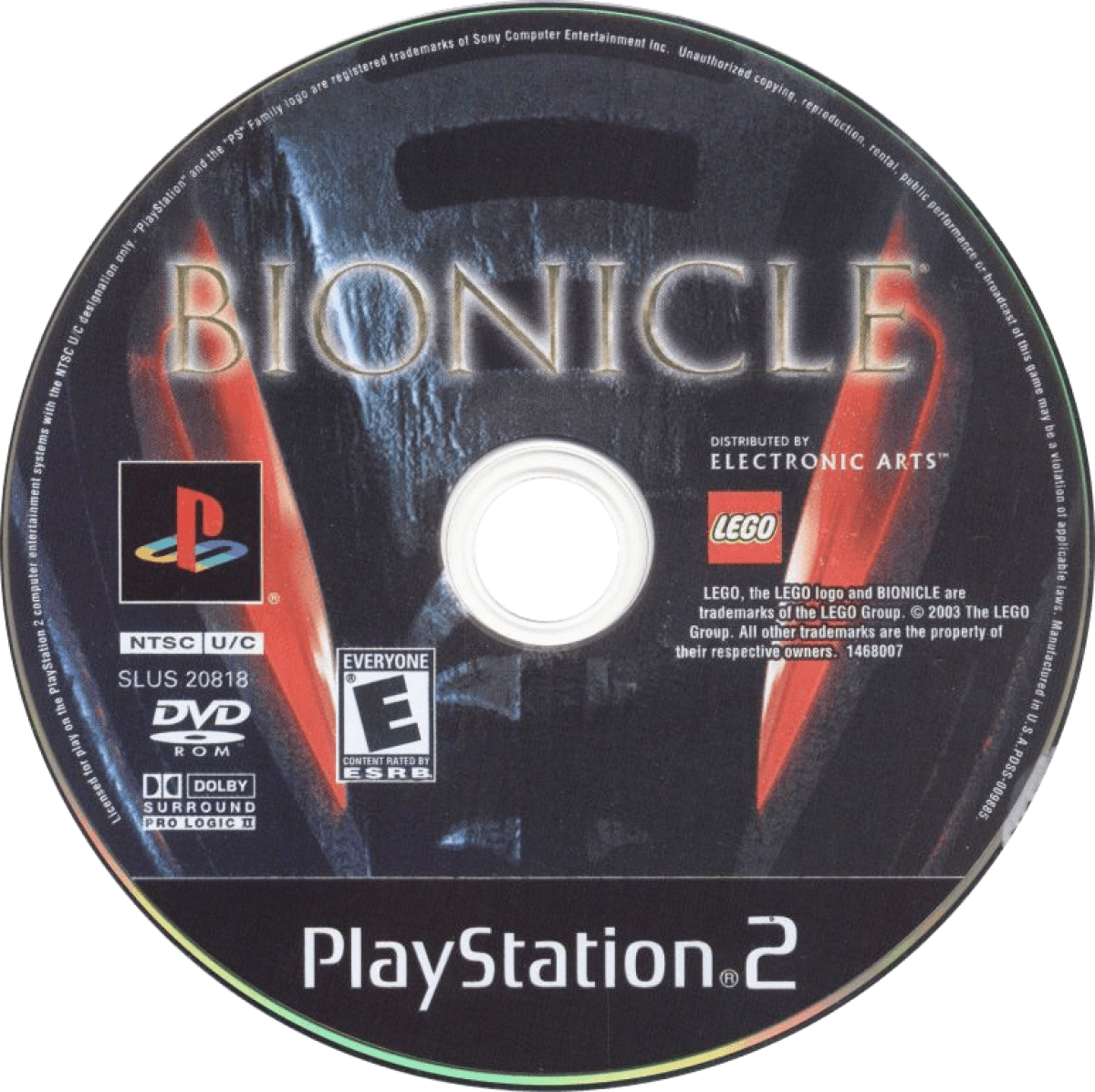 Bionicle PlayStation 2 PS2 video game featuring action adventure gameplay based on LEGO Bionicle robotic characters elemental powers exploration combat challenges puzzle solving and fantasy world adventure PlayStation 2 retro video game collection collectible gaming appeal game disc