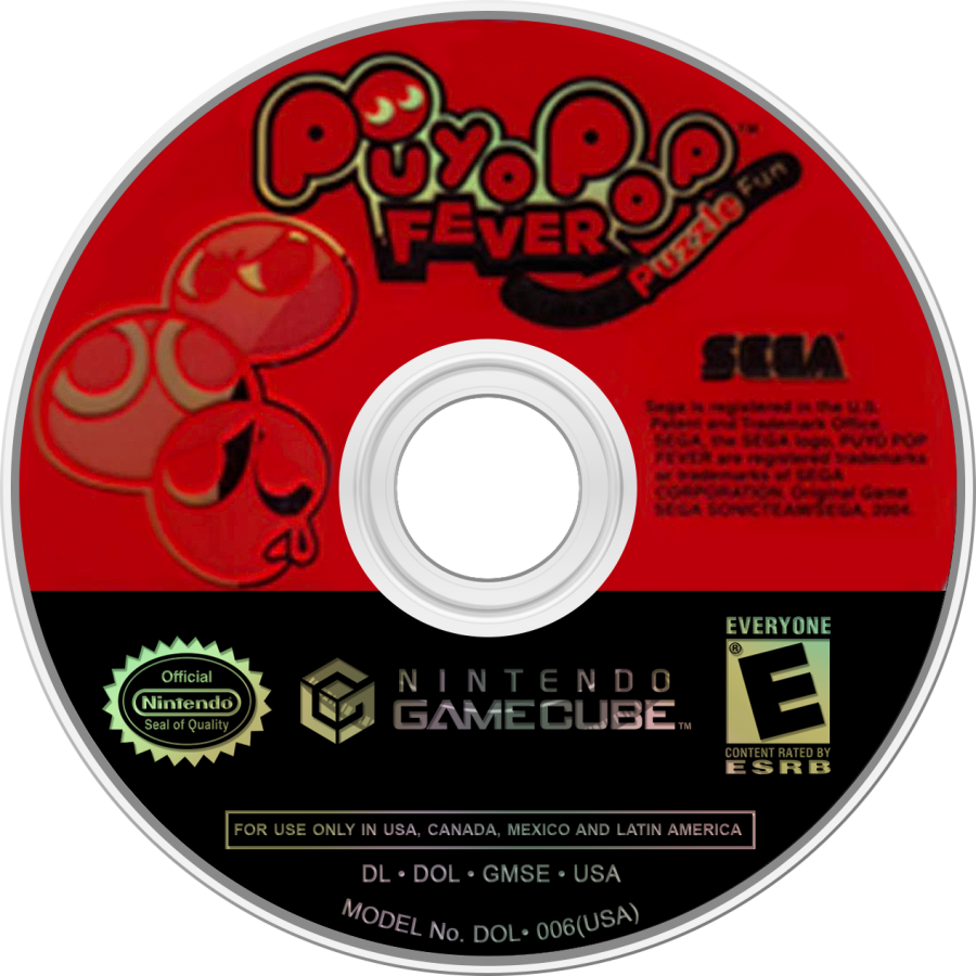 Puyo Pop Fever GameCube game featuring fast-paced puzzle gameplay, colorful anime-style visuals, and competitive multiplayer action disc